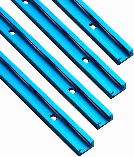 Pistas en T de carpintería de 48 pulgadas con tornillos: 4 piezas de pista en T universal de aluminio preperforado para trineo de corte cruzado,