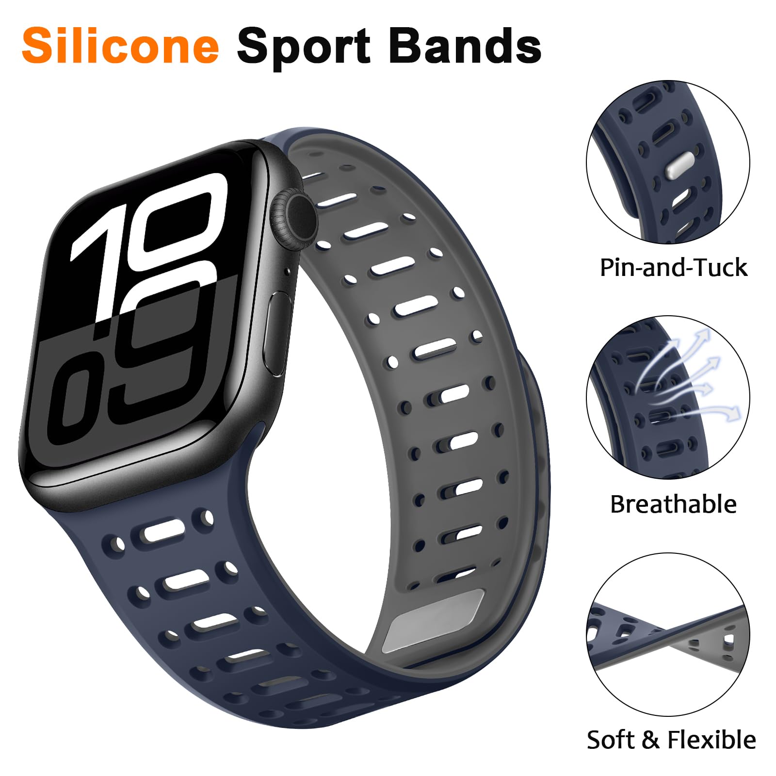 ZZDZZ Compatible with Apple Watch Straps 49mm 46mm 45mm 44mm 42mm 41mm 40mm 38mm - Image 3