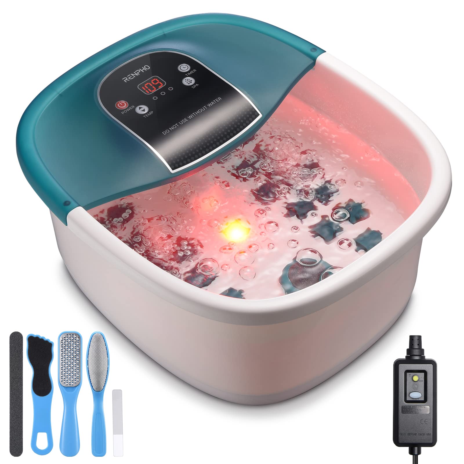 Buy RENPHO Foot Spa Bath Massager with Heat, GFCI Plug Foot Bath with