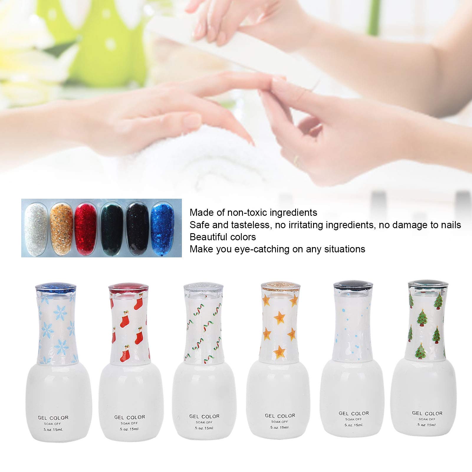Set de Esmaltes de Uñas de Gel UV, Seis Colores brillantes.