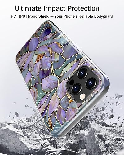 Miniatura 7 de ZADORN Funda para iPhone 12 Pro Max, compatible con carga inalámbrica, silicona suave de doble capa + carcasa dura, diseño floral moderno, funda