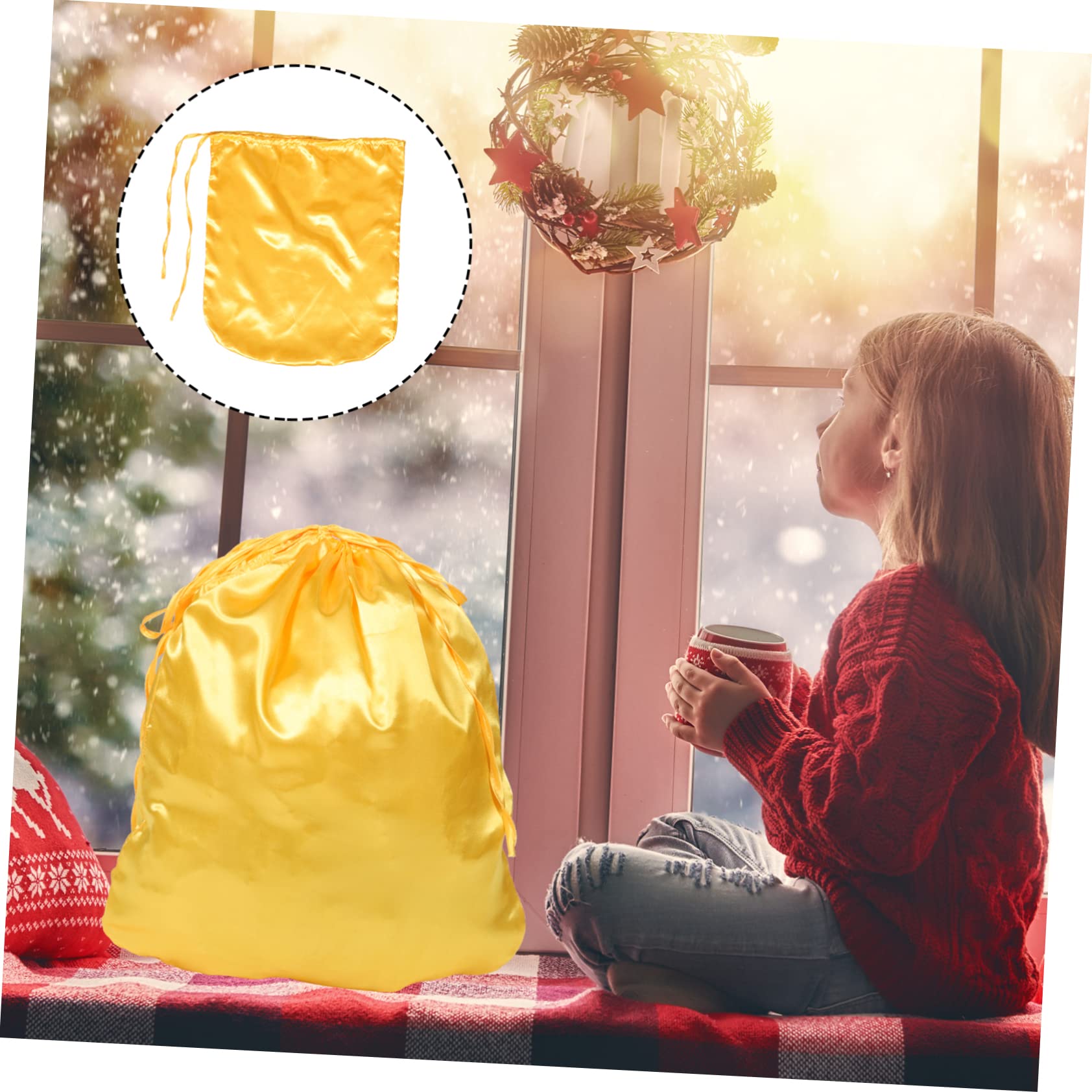 ULTECHNOVO 5piezas Bolsa De Navidad De Santa Claus Cuerda Bolsa De Almacenamiento Grande Para Fiestas Para Dulces y Reutilizable y Práctica
