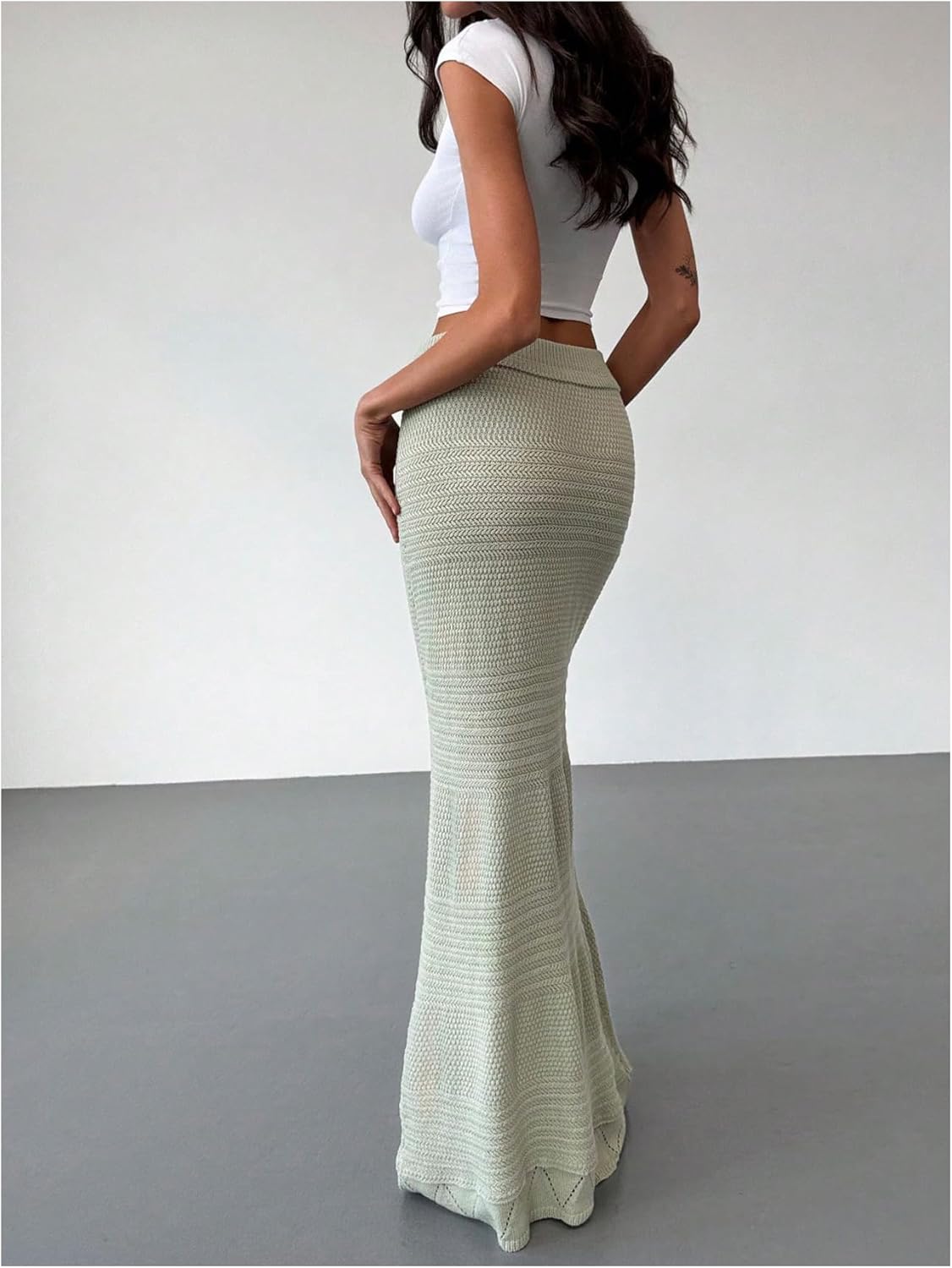 SOLY HUX Women's Maxi Skirt Elastic Low Rise Knitted Bodycon Summer Vacation Long Skirts - Image 2