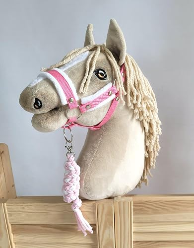 Hobby Horse: Cabestro A3 con Pelo Blanco + Corbata de Cuerda - Blanco y Rosa
