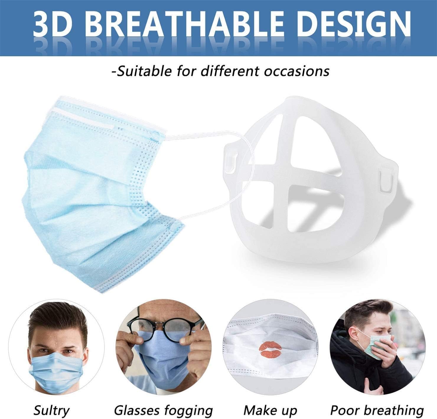 Mask Bracket Frame Support, 3D Mask Bracket Silicone Mask Bracket Inner Support Frame Holder - Pack of 5