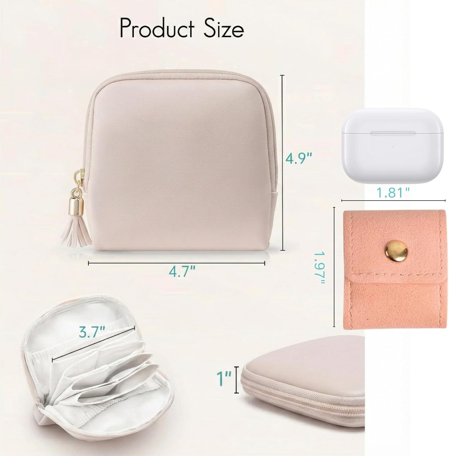 2 PCS Travel Mini Jewelry Organizer Pouch for Rings, Necklaces, Earrings, Bracelets – Compact Portable Jewelry Storage Bags with Protective Lining, A Big and Small Travel Jewelry Storage Bag (Pink)