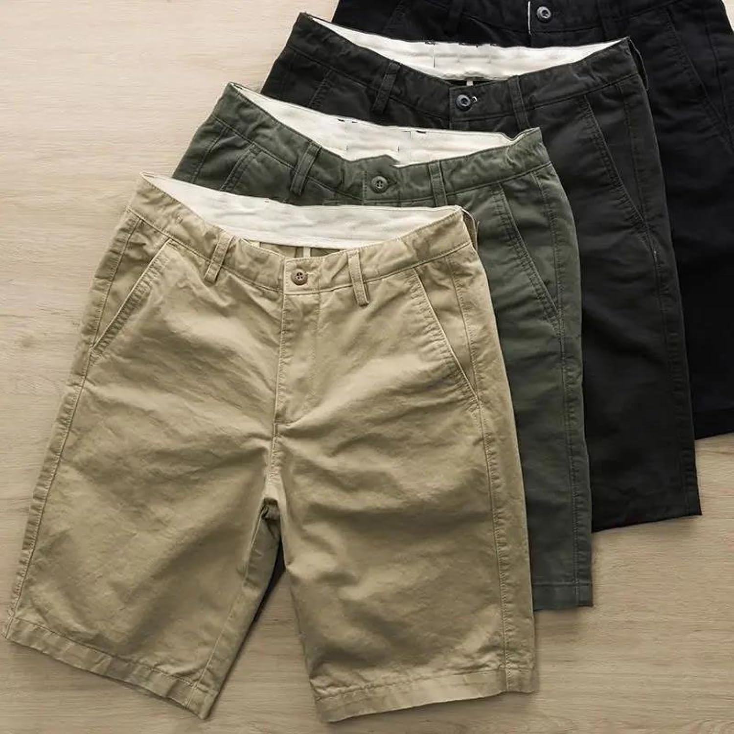 Men's Plus Size Cargo Shorts, Casual Cargo Retro Cotton Loose Fit Solid Color Summer Shorts