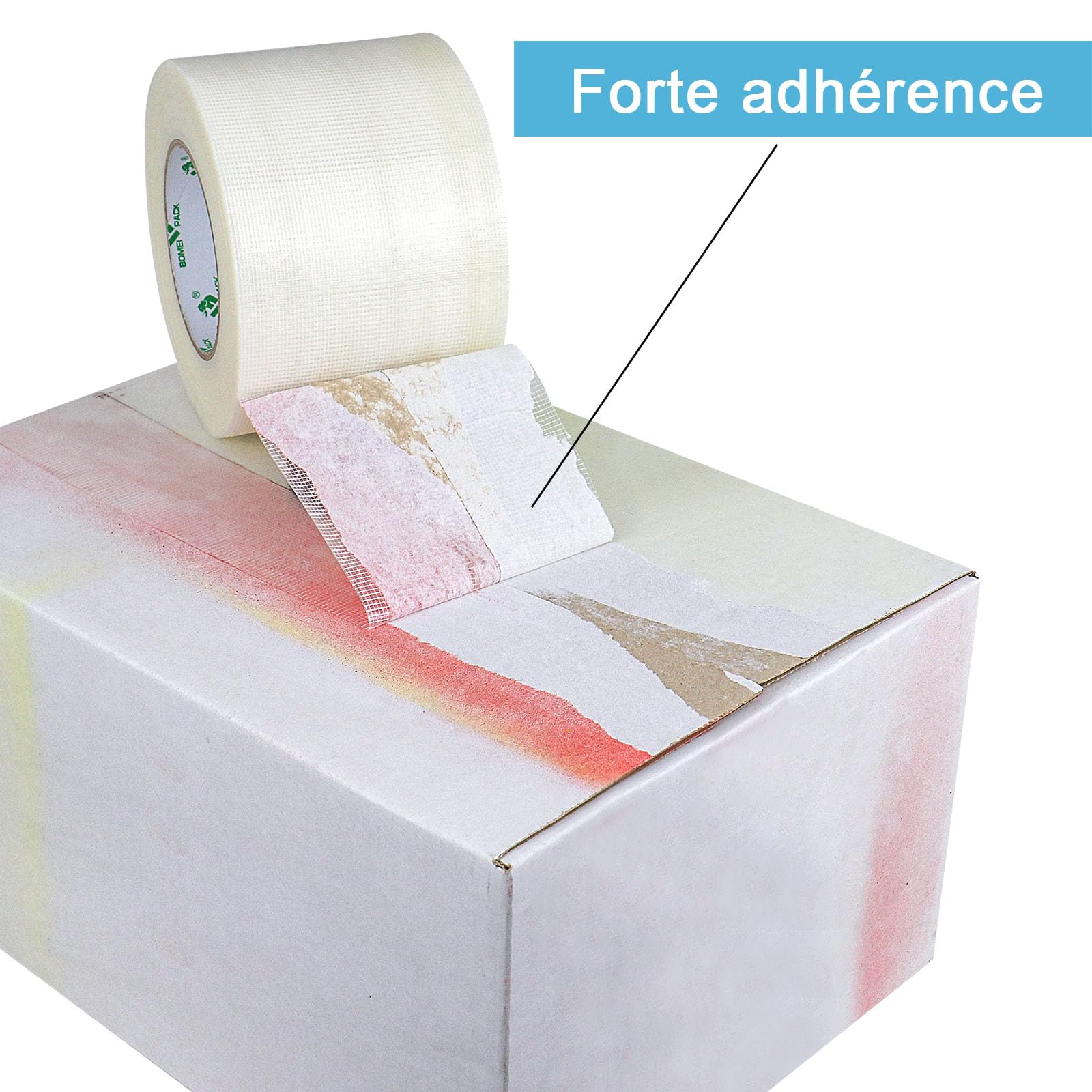 BOMEI Pack Clear Heavy Duty Duct - Cinta adhesiva para reparación, fijación, sellado, resistente, impermeable, flexible, transparente cinta adhesiva rasgable a mano sin residuos (100 mm x 55 m)