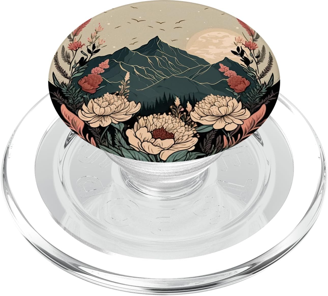 Boho Mountain Moon Phases Floral Aesthetic Chic PopSockets MagSafe PopGrip for iPhone