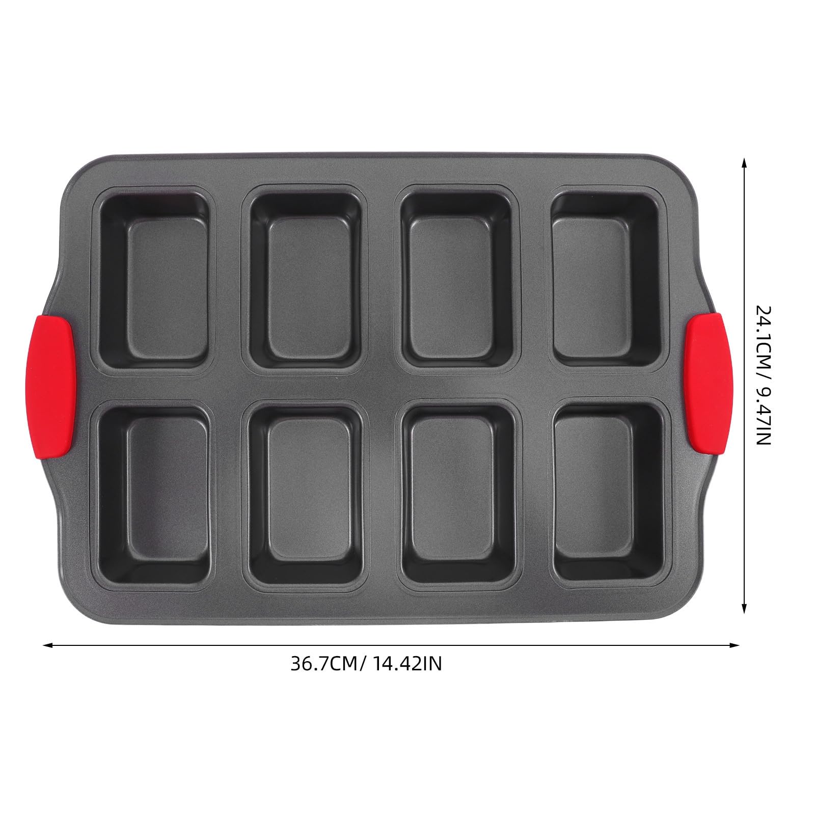 Healeved Molde Rectangular para Pastel de Acero Inoxidable Antiadherente con 8 Cavidades, Mango Resistente al Calor, Tamaño 36x24x3.2 Cm, Adecuado para Hornear Cupcakes y Pan en Cocina