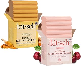 Kitsch Kojic Acid Turmeric & Tart Cherry Soap Bar Set 8 oz | Kojic Acid Turmeric & Tart Cherry Soap Bars cleanse, nourish & refresh skin for a smooth, healthy-looking glow.