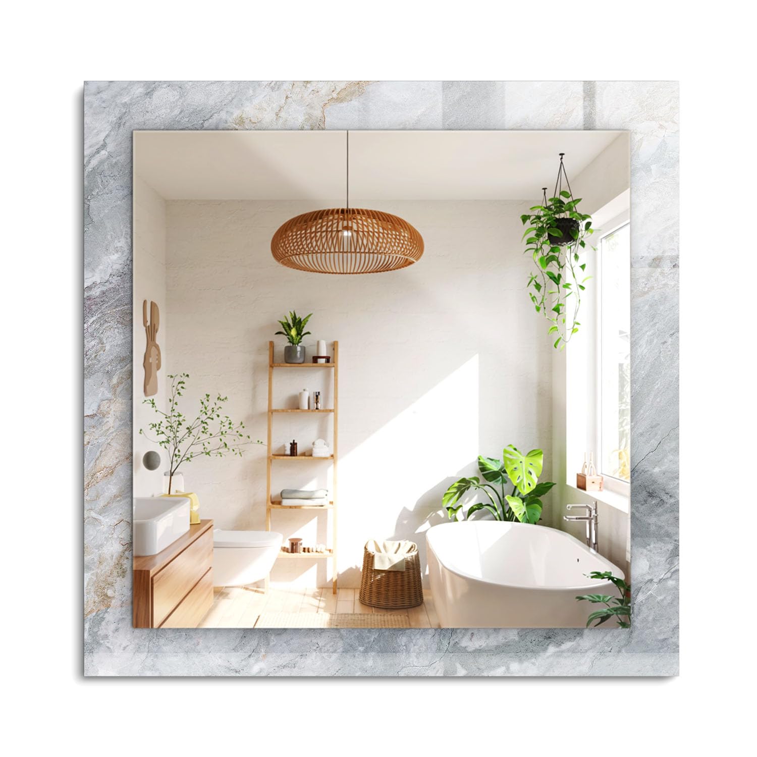 Miroir décoratif salle de bain avec cadre effet marbre pour une ambiance spa