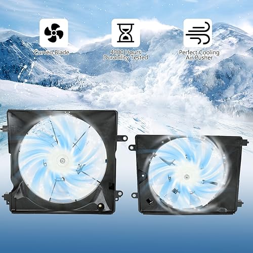 Miniatura 3 de 1 par de ventilador de radiador de refrigeración de CA lado izquierdo y derecho 7+5 aspas compatible con Honda Civic 2012-2015, A-cura ILX 2013-2017