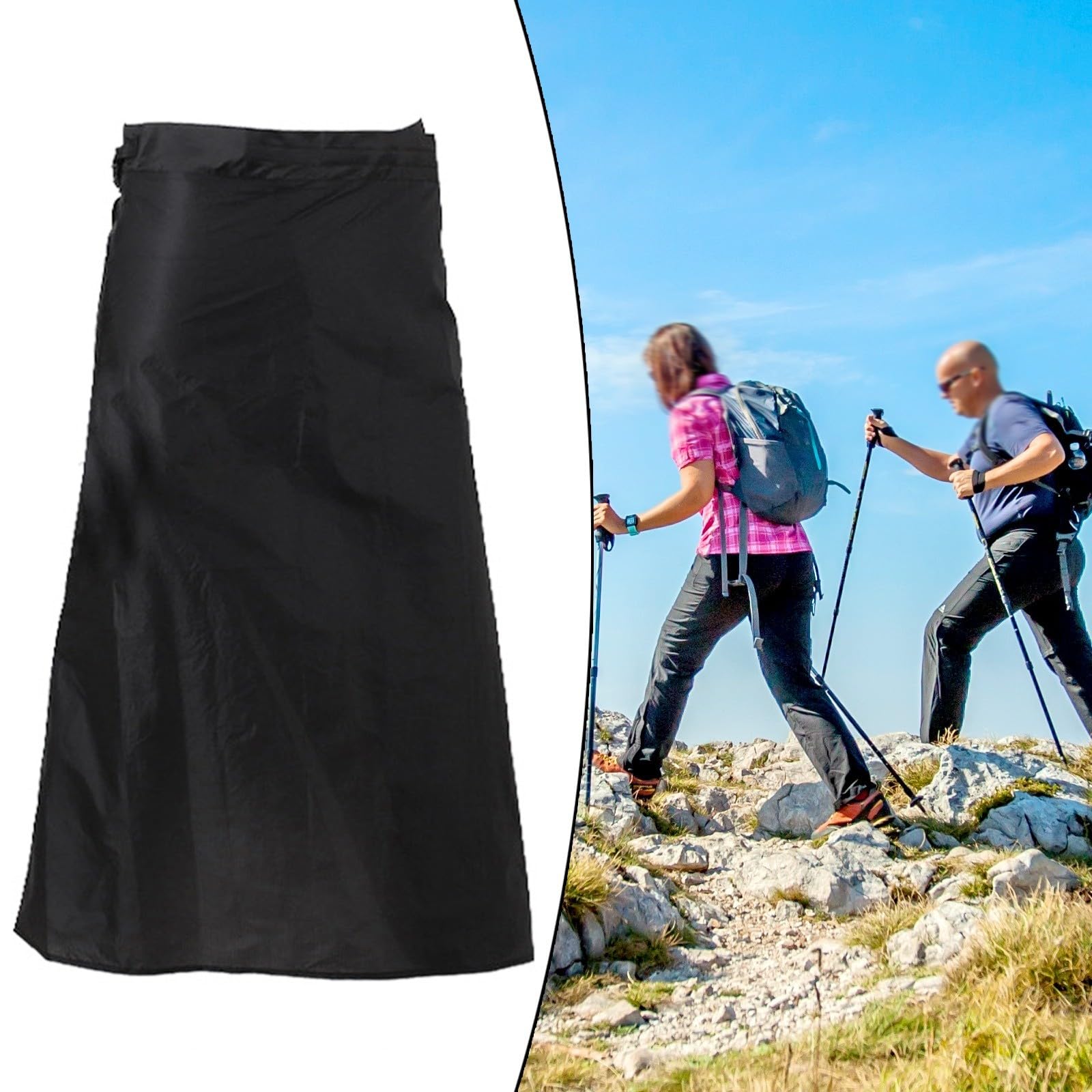 Jupe de pluie en nylon ultra légère et imperméable avec pochette de rangement - Tour de taille de 60 à 99,8 cm - Pour cyclisme, camping, randonnée, tapis de sol ou housse de pluie