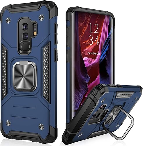 IKAZZ Funda para Galaxy S9 Plus, Samsung S9 Plus, de grado militar, a prueba de golpes, resistente, prueba de caídas de 16 pies con soporte