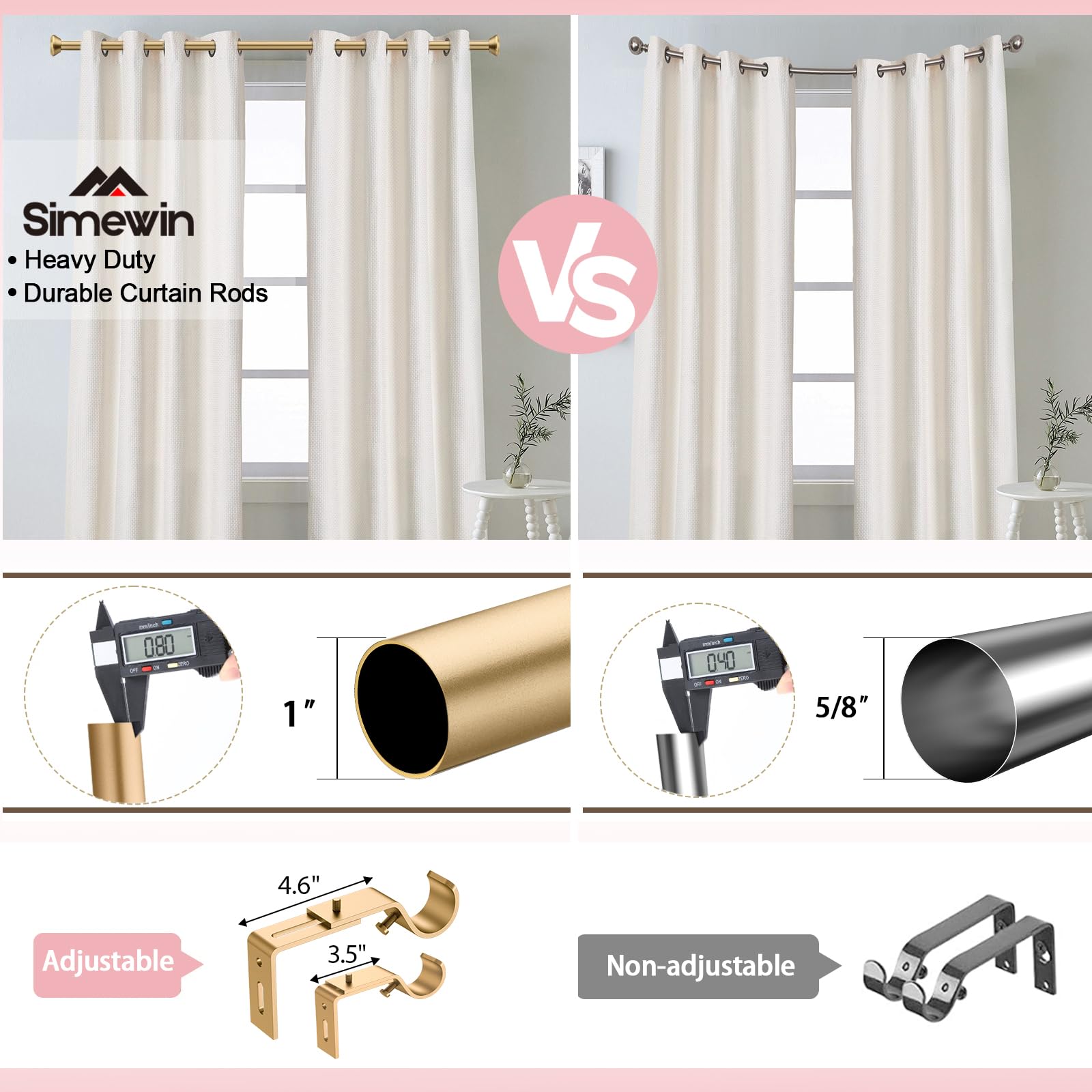 Asta Per Tende IFELS Resistente Regolabile 182-364 Cm - Argento, Diametro 2,5 Cm, Fino A 15 Kg - 3