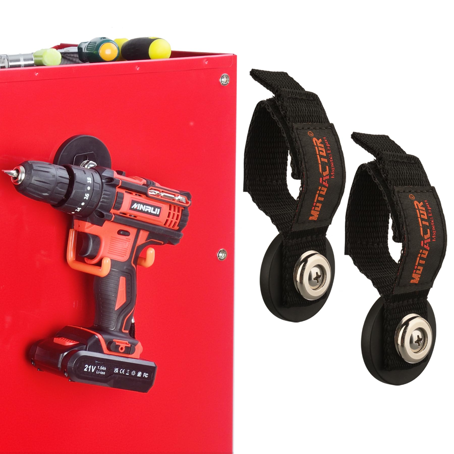 MUTUACTOR Magnetic Utility Hooks,1PCS Neodymium Magnet Strong Garage Hook Heavy Duty,2PCS Anti-Slip Magnetic Hook Extension Cord for Organizer Impact Drilling Drivers Electric Cable Line Garden Hoses