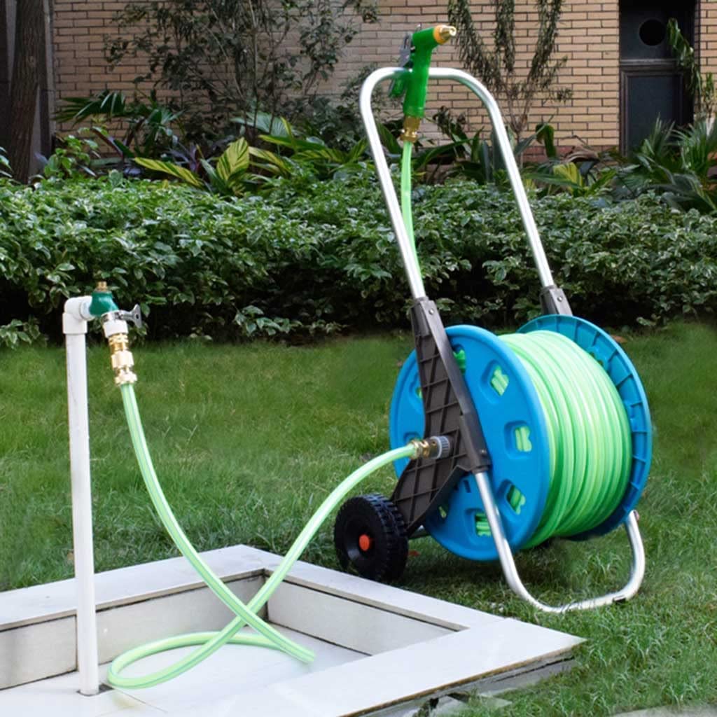 Carrete de Manguera de jardín, portátil y Sencillo para el hogar, Ideal para Jardines, Caminos, invernaderos, con Conector de 1/2", Carrito de mangueras.