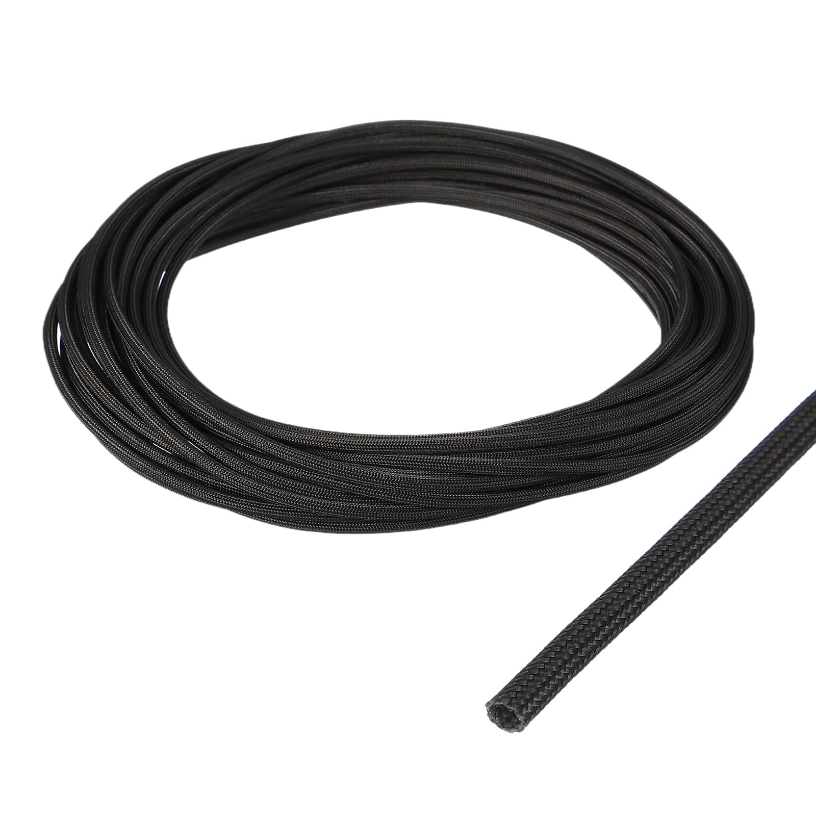 sourcing map Insulation Cable Protector,2.5mm/0.10 Inch-10m/33 Feet High TEMP Fiberglass Sleeve Black