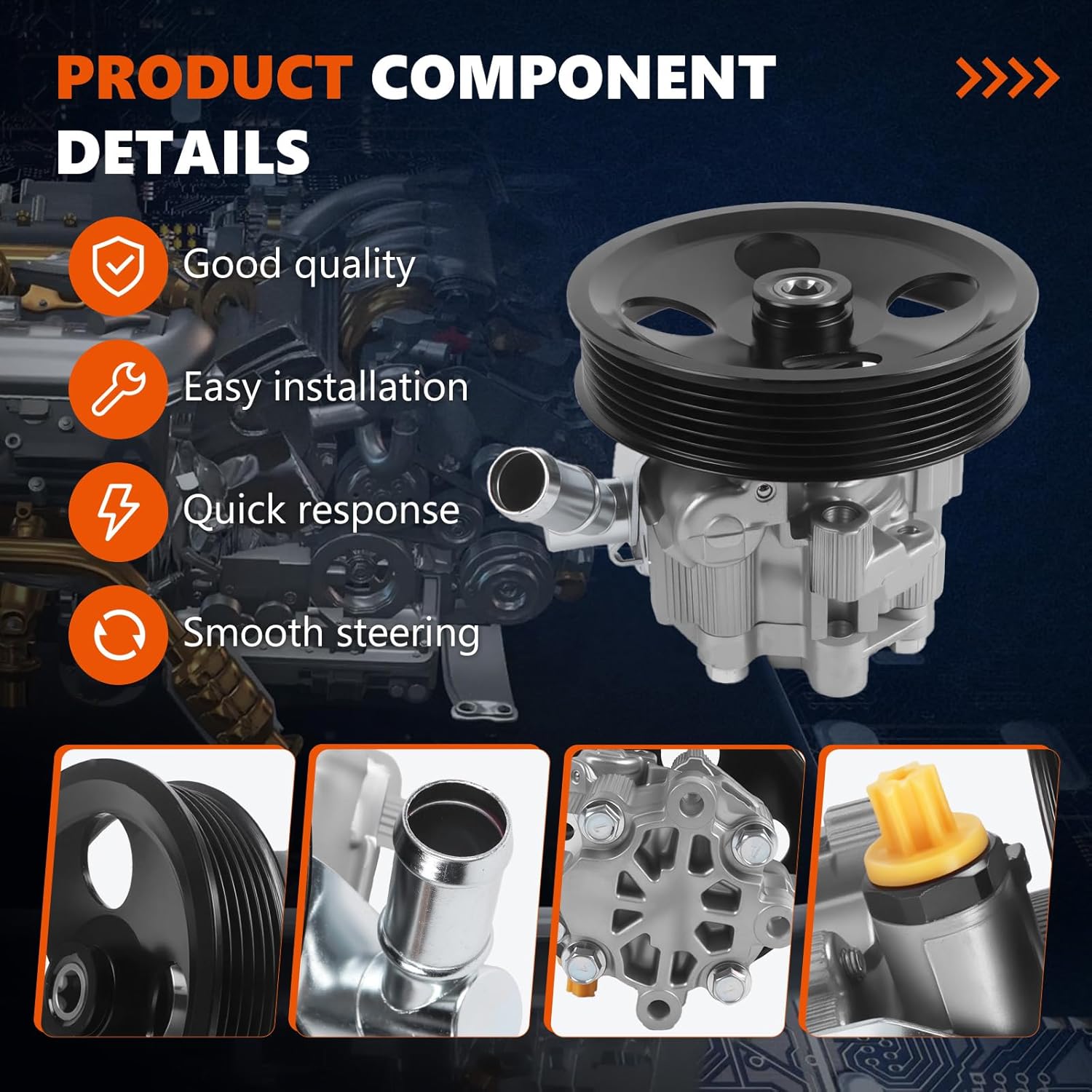 20-3022 Power Steering Pump with Pulley Fits for 2010 2011 2012 2013 2014 2015 Camaro 3.6L, OE-Quality Power Assist Pump, Replace OE 920-0141 13505832