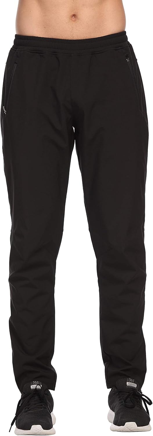 CQC Men's Fleece Cycling Bike Pants Windproof Thermal Athletic Sweatpants for Winter Outdoor Running Hiking Black XXL