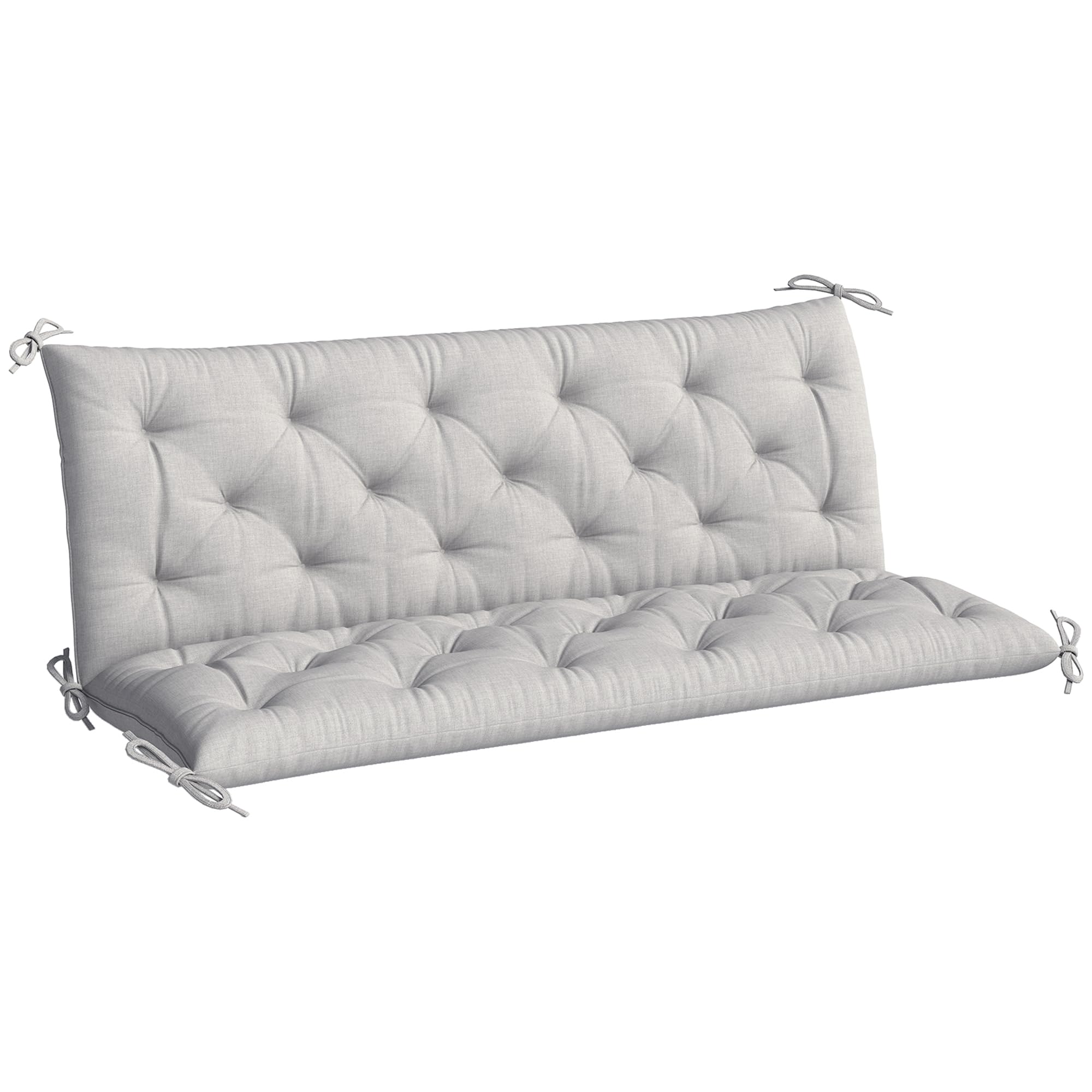 Outsunny Cuscino per panca, materasso seduta, schienale per panca da giardino, cuscino dondolo, divano a 3 posti, grande comfort, 150 x 98 x 8 cm, grigio chiaro