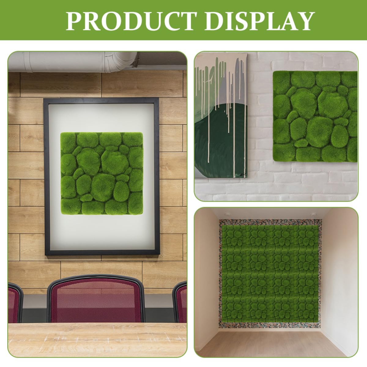 Abaodam Pannelli di Muschio Artificiale 3 Pezzi Floccati Leggeri per Decorazioni da Giardino e Pareti Interne ed Esterne Stile Moderno Nordico 30X30 CM