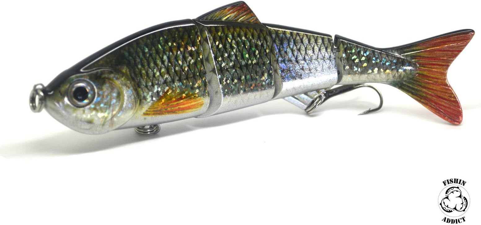 FISHIN ADDICT Roach multi jointed Fishing Lure/Swimbait foil reflective SUPER SHINE 155mm (6’’) / 35g / 4 segments