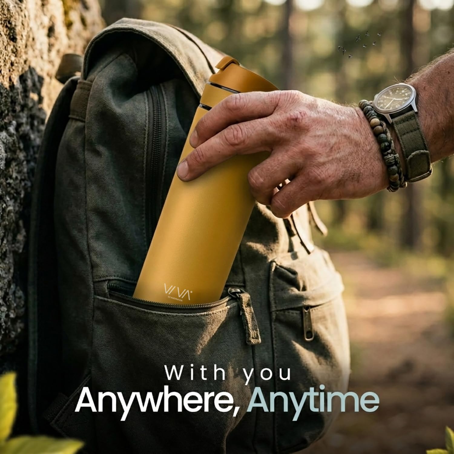 VIVA Recharge Botella Infusora de Te de Viaje, Acero, 460 ml | Acero inoxidable aislado con infusor extraible, hermetica, te en hojas frio o caliente