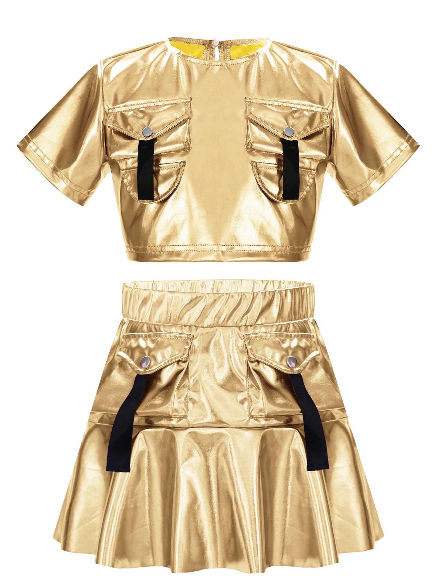 Traje de baile hip hop para niña con top brillante transpirable ideal para actuaciones de jazz 8