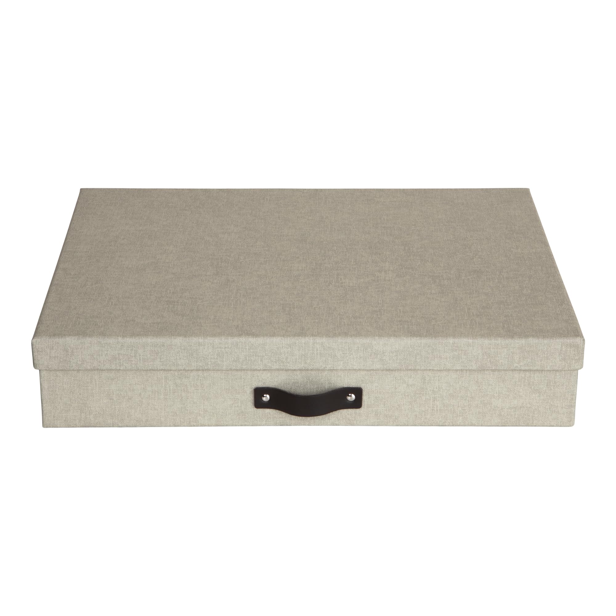 BIGSO SVERKER Dokumentenbox A3 – Aufbewahrungsbox mit Deckel und Griff – Schreibtischablage für Unterlagen, Skizzen & Dokumente – Archivbox aus recycelter Faserplatte und Papier – beige