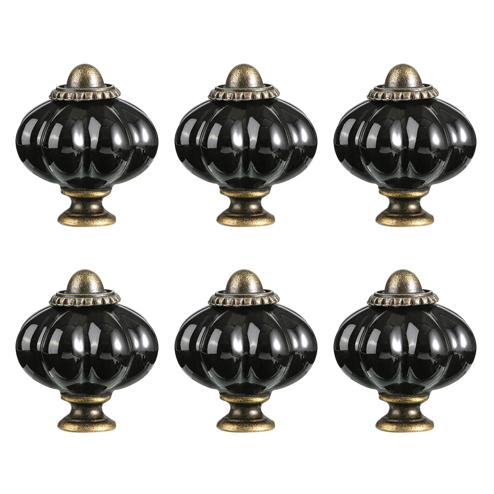 6Pcs Ceramic Cabinet Handles, Pumpkin Drawer Knobs for Bedroom Dresser Kitchen Cupboard Pulls Single Hole Drawer Handles Dressers Replacement