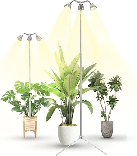 TAURUSY Luces de cultivo para plantas de interior de espectro completo con soporte de trípode desmontable, luz regulable para plantas de interior