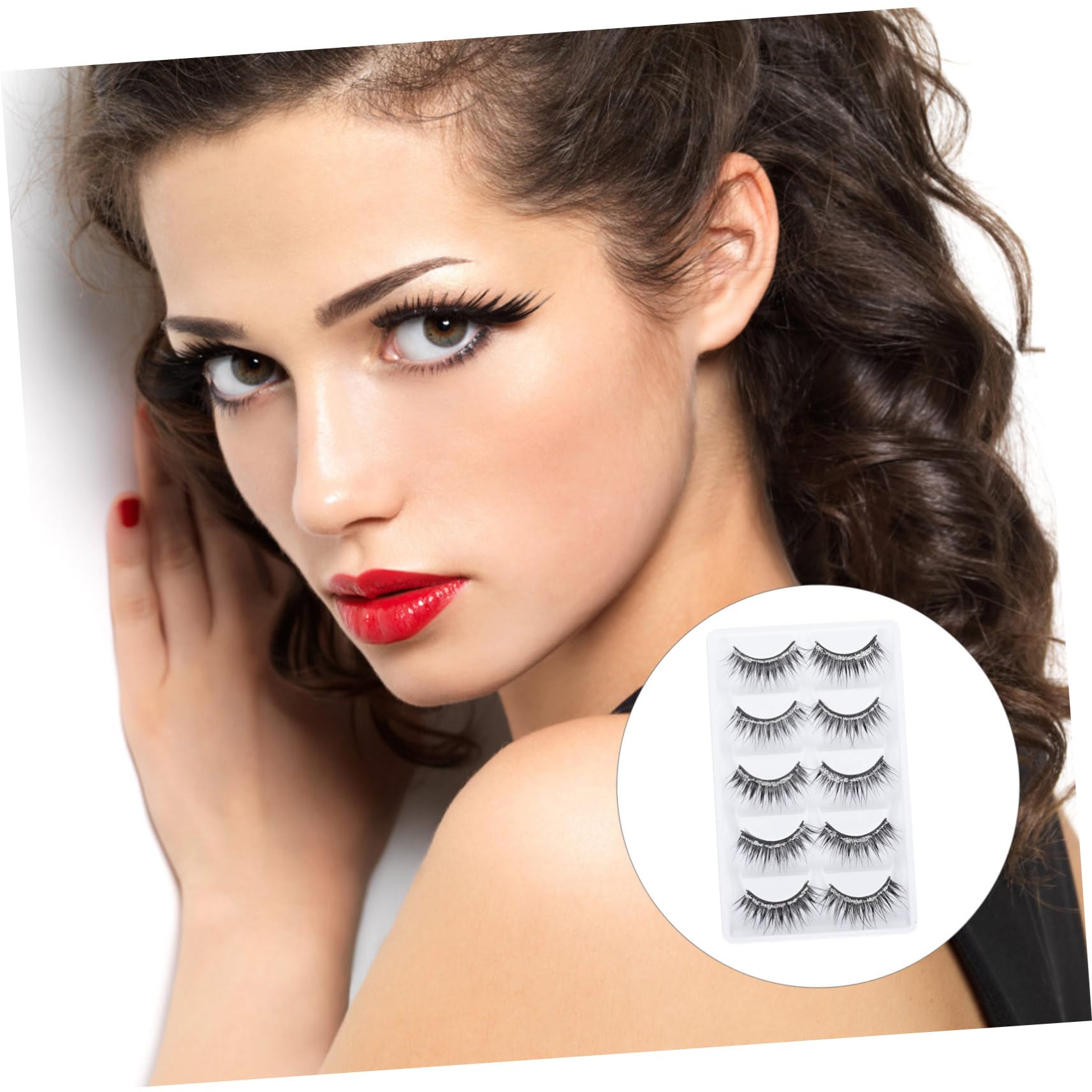 Faux Cils Naturels Noirs 5 Paires en Fibre Artificielle