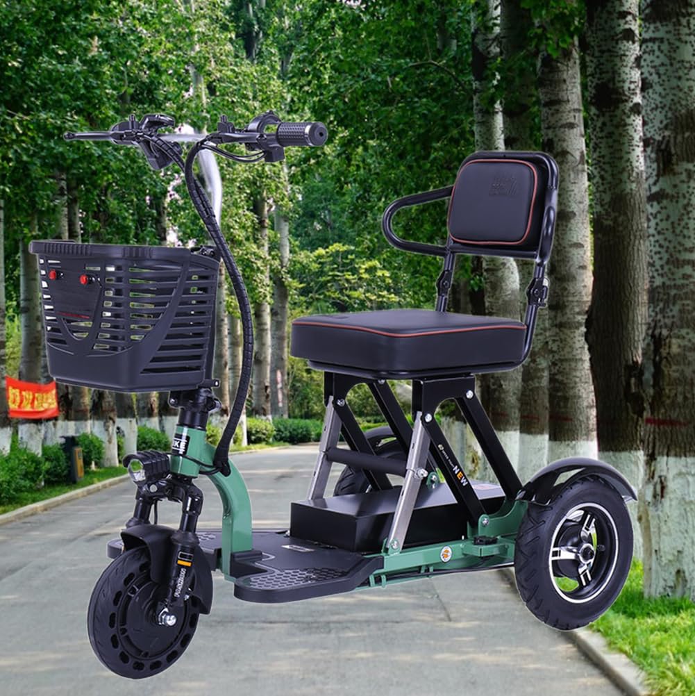 Skuter mobilny 3-kołowy składany design z koszem i ładowarką dla seniorów – zwiększa niezależność i wygodny transport