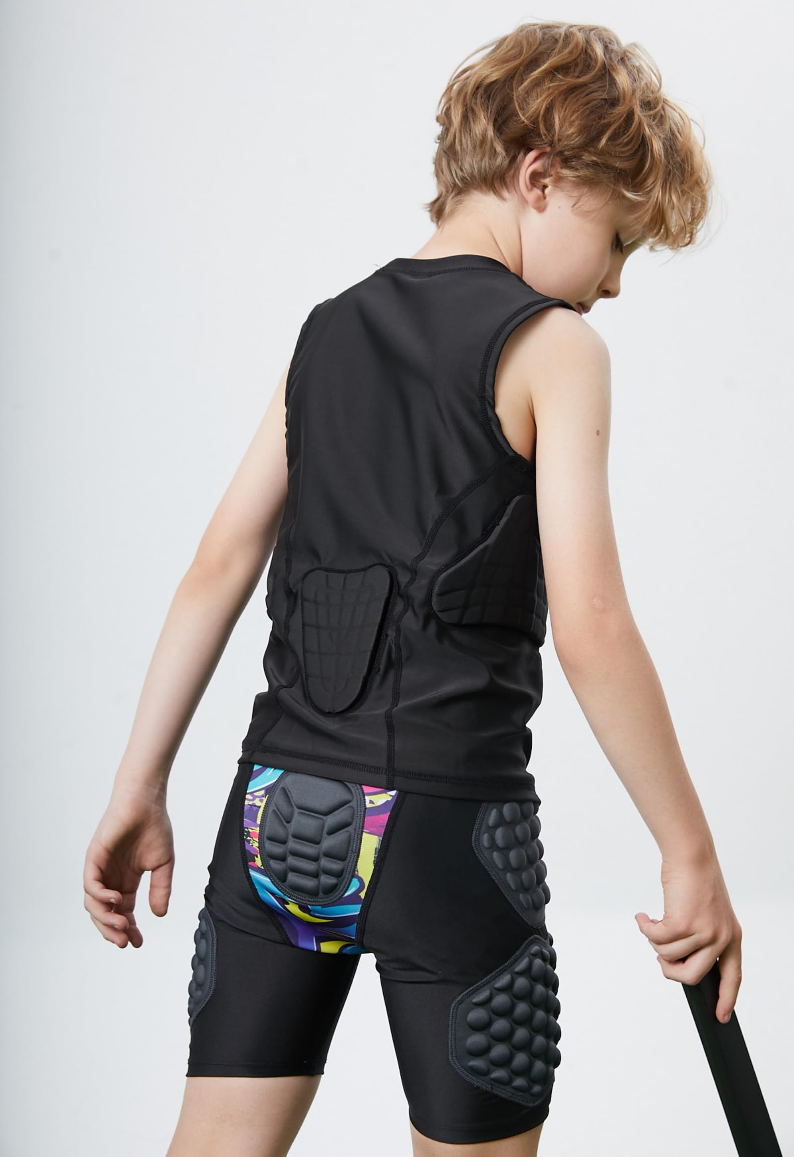Maillot de football rembourré pour enfant avec protections côtelées