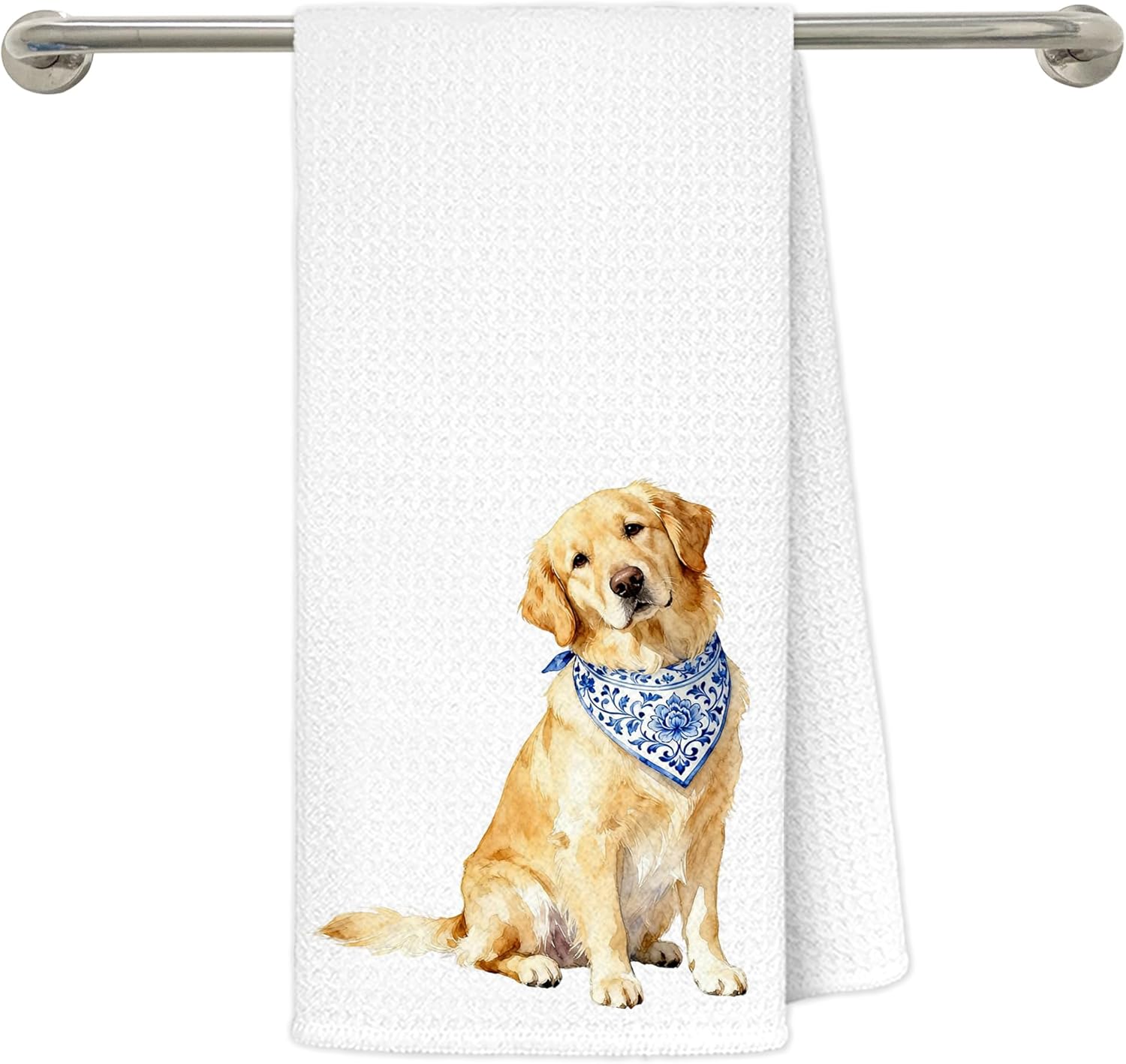 Chinoiserie Golden Retriever Kitchen Towels 16x24 in, Gifts for Golden Retriever Lovers, Grandmillennial Bandana Dog Decorative Hand Tea Dish Towels for Bathroom Kitchen