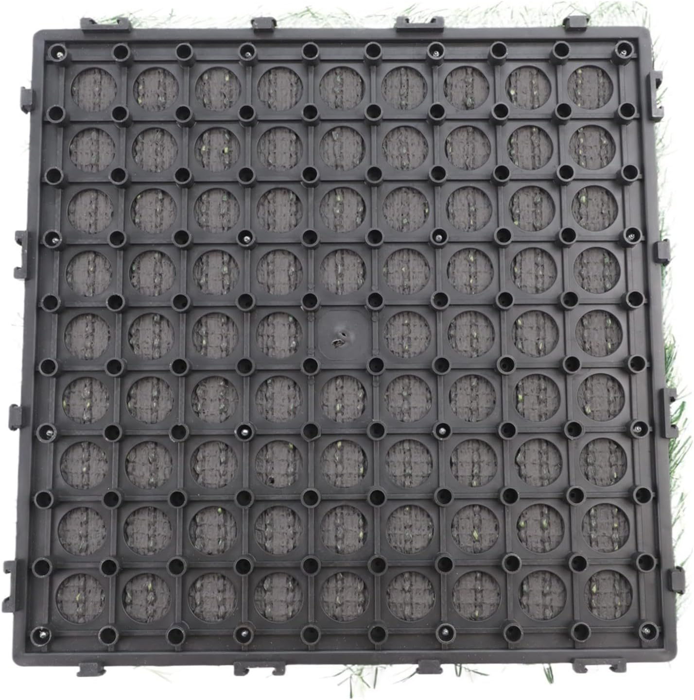 5 Pack Artificial Grass Tiles Interlocking Self-Draining Turf for Garden Patio Deck 30x30cm Green,Indoor/Outdoor Use
