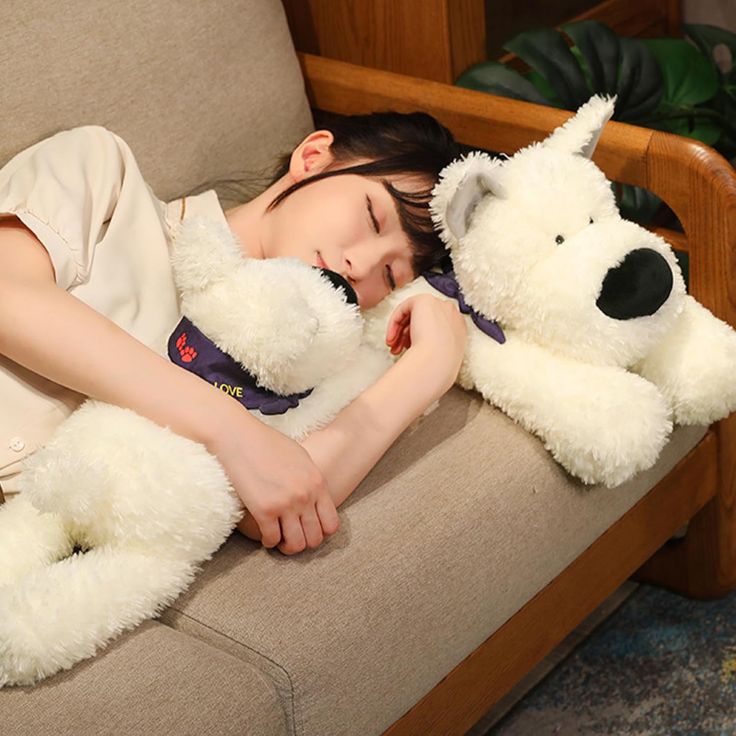 PEACH CAT West Highland White Terrier Dog Plush Pillow 17.7" Cute Puppy Stuffed Animals Soft Plushies Toy Gifts for Kids - Image 8