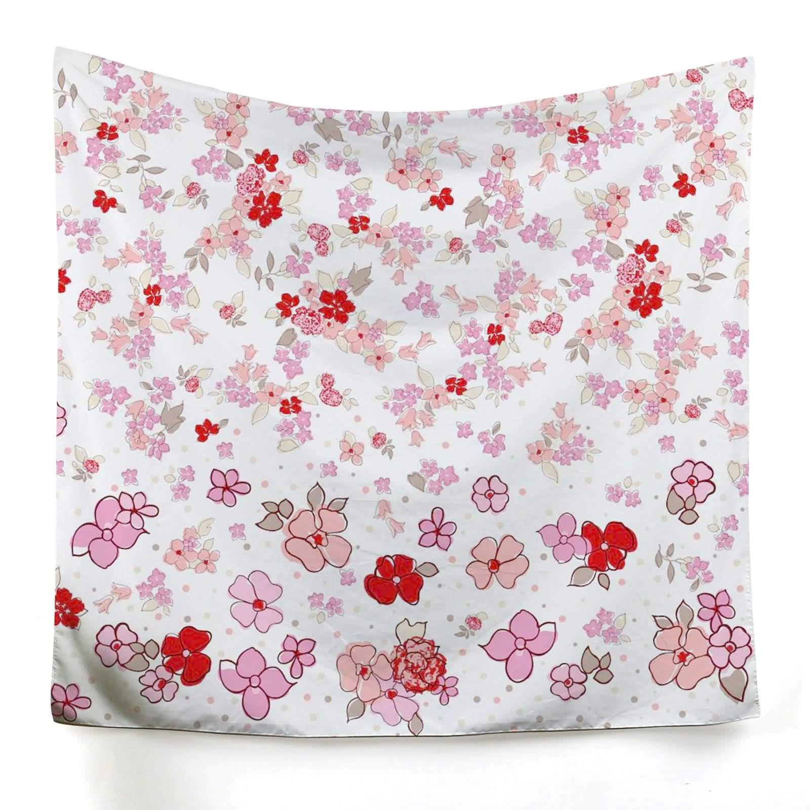 Tapisserie murale toile imprimee motif fleur rouge 150x130cm