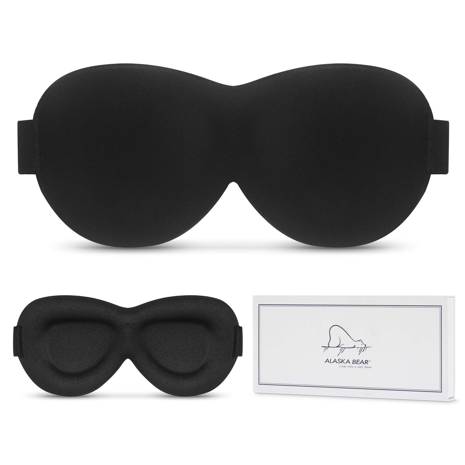 ALASKA BEARNew Version & 100% No Light Leakage Natural Silk Blackout Eye Shades - Perfect for Air Travel, Relaxation, Meditation & Insomnia