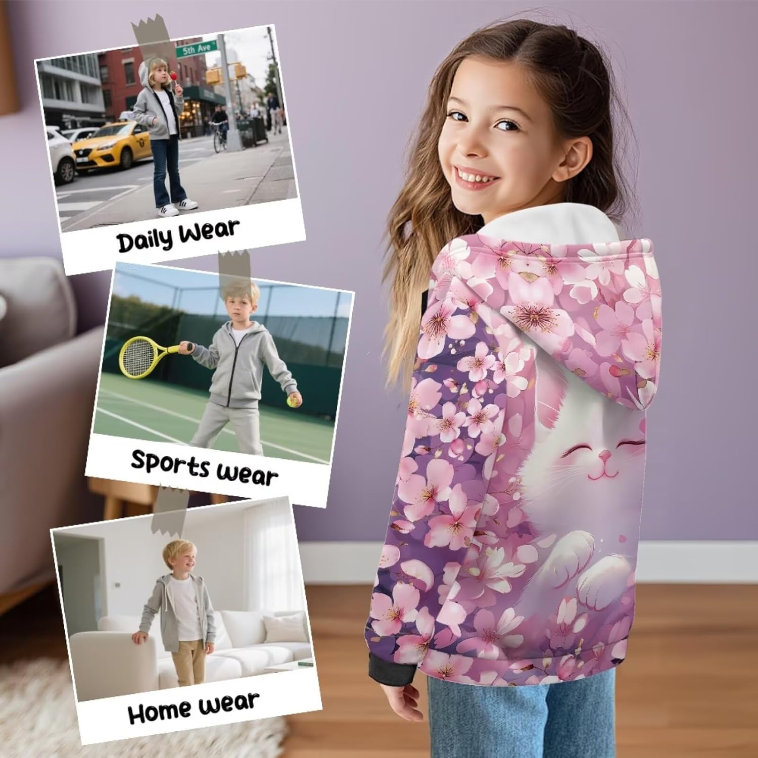 GzzxiailgKids Clothes Full Zip Up Hoody Sweatshirts for Girls Boys Active Hoodies Long Sleeve Student Activewear Casual