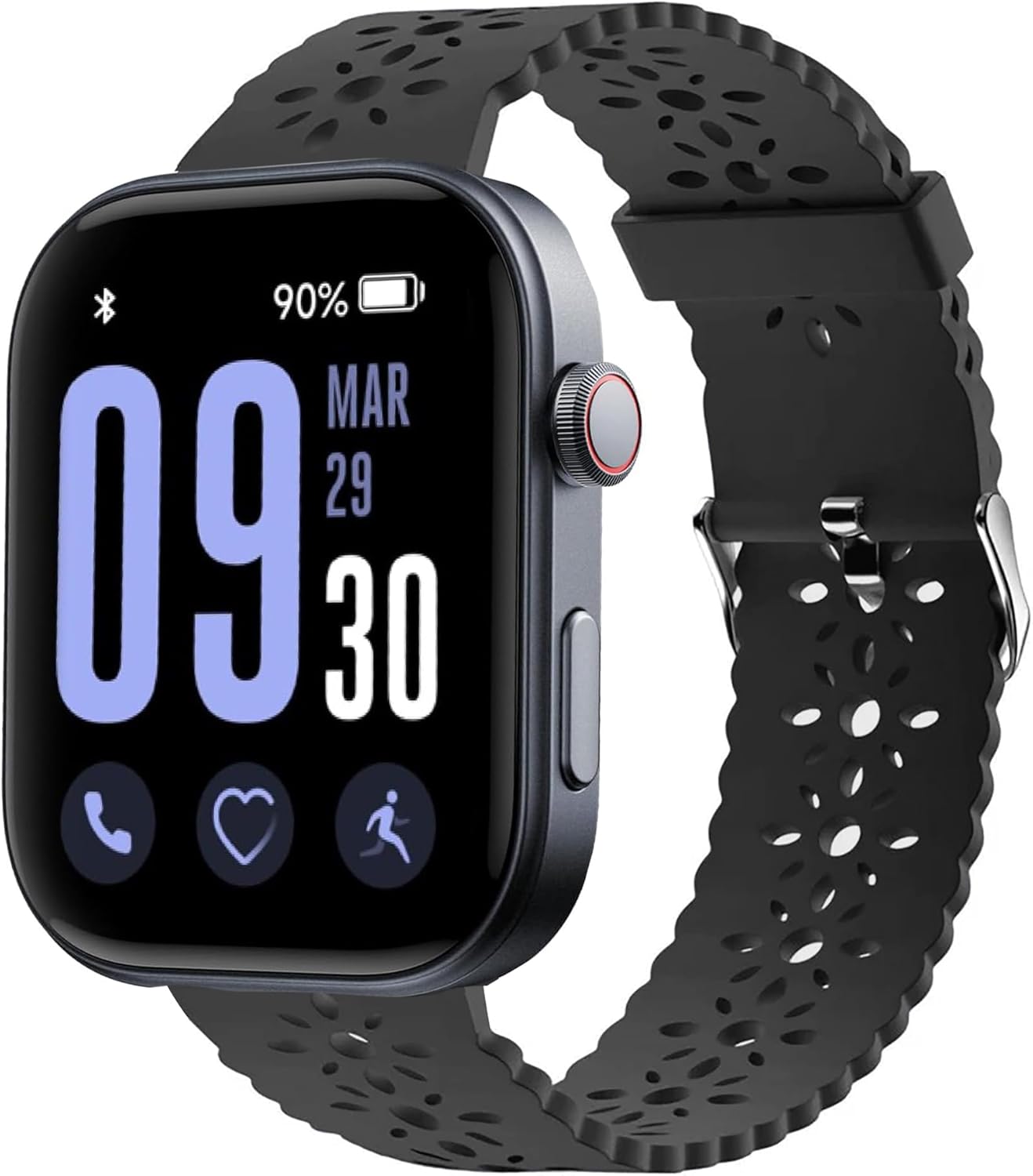 Lamshaw GTX13, GTX12 Smart Watches Band, 22mm Silicone Lace Slim Thin Hollow-Out Replacement Straps Compatible for Fitpolo GTX12, ENOMIR GTX12, Tensky GTX12, uaue T60, QXQ T60, QCOQ T60 Smart Watches