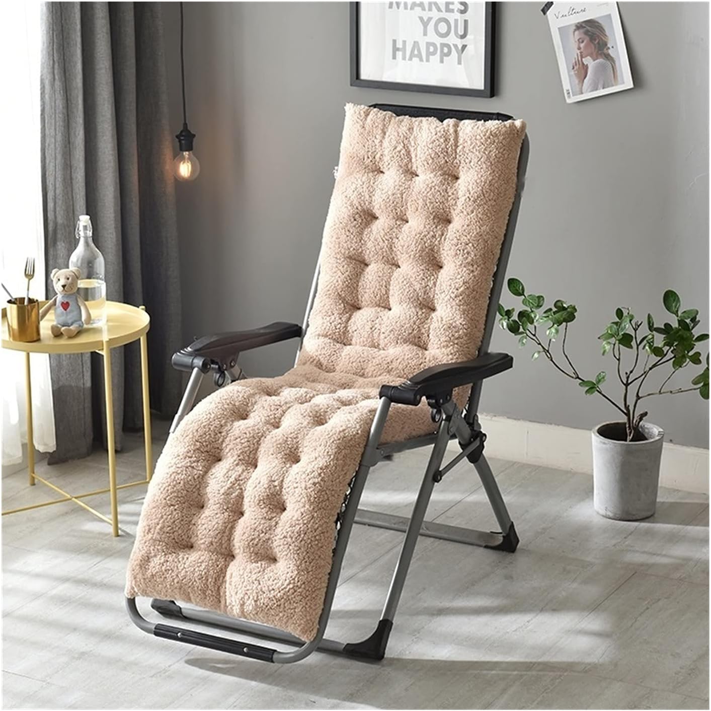 Sun Lounger Cushion Pads Rocking Chair Cushion Garden Non Slip with Backrest Ties Thick Patio Lounger Cushions Folding Memory Foam Pad Recliner (Color : Purple, Size : 155 * 48 * 8cm)