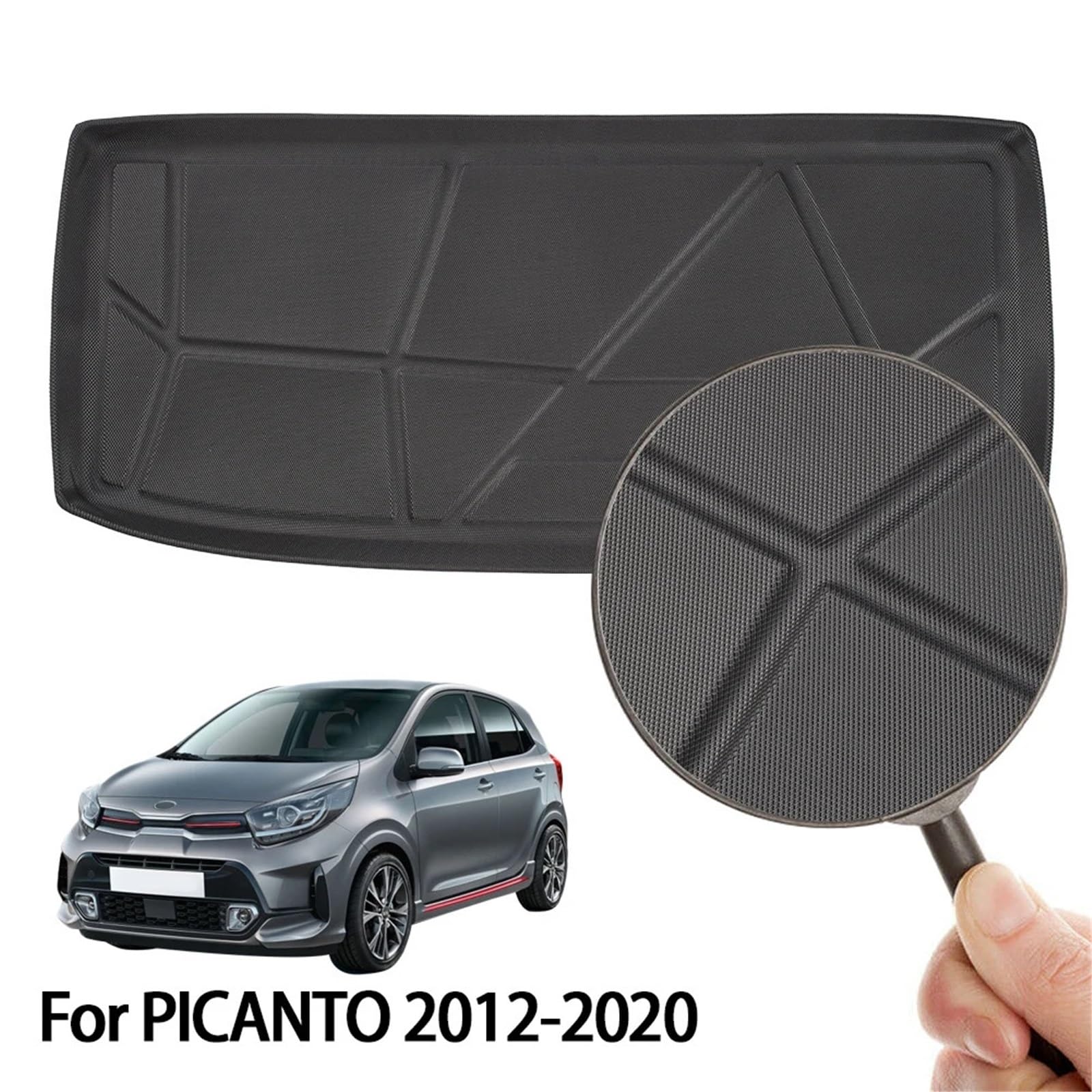 Wykładzina bagażnika Mata bagażnika tylnego pasująca do KIA PICANTO 2012-2020 Czarna gumowa osłona bagażnika samochodowego Cargo Liner Dla Psów
