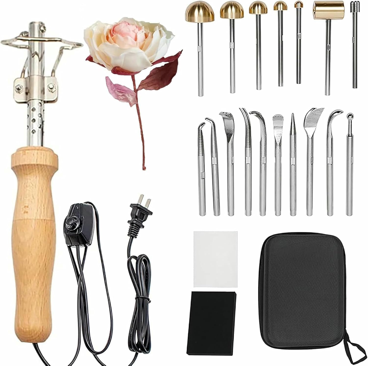 Electric Fabric Flower Maker Making Tools, 17 Heads Heads Fake Flower Making Tools, Adjustable Temperature, Artificial Fabric Flower Making Set~/