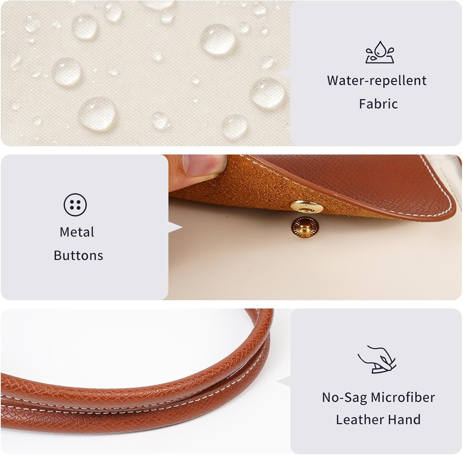 Tote Bag for Women Nylon Top-Handle Purse,Lightweight Large Capacity Shoulder Hobo HandBag with Zipper Leisure Foldable (Paper White, Large)