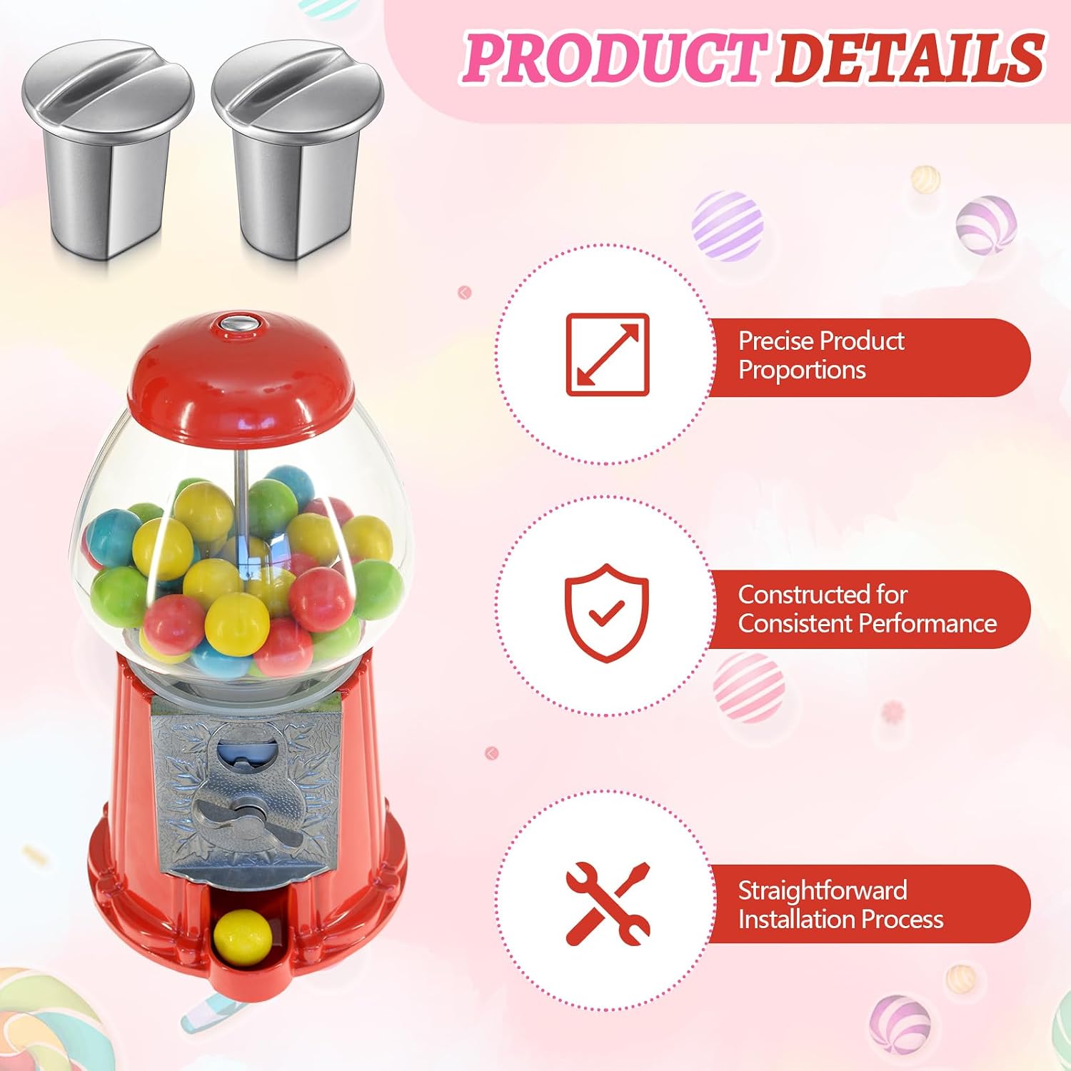 2 Pack Screw Lock for 12 Inch Gumball Candy Machines Top, Medium image 3