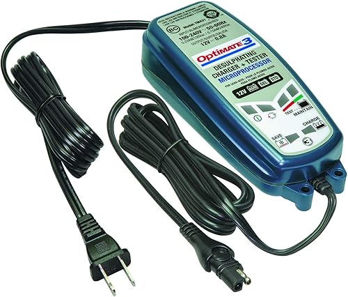 OptiMATE 3, TM-431 Cargador, probador, mantenedor para ahorro de batería de 7 pasos 12 V 0.8 amperes