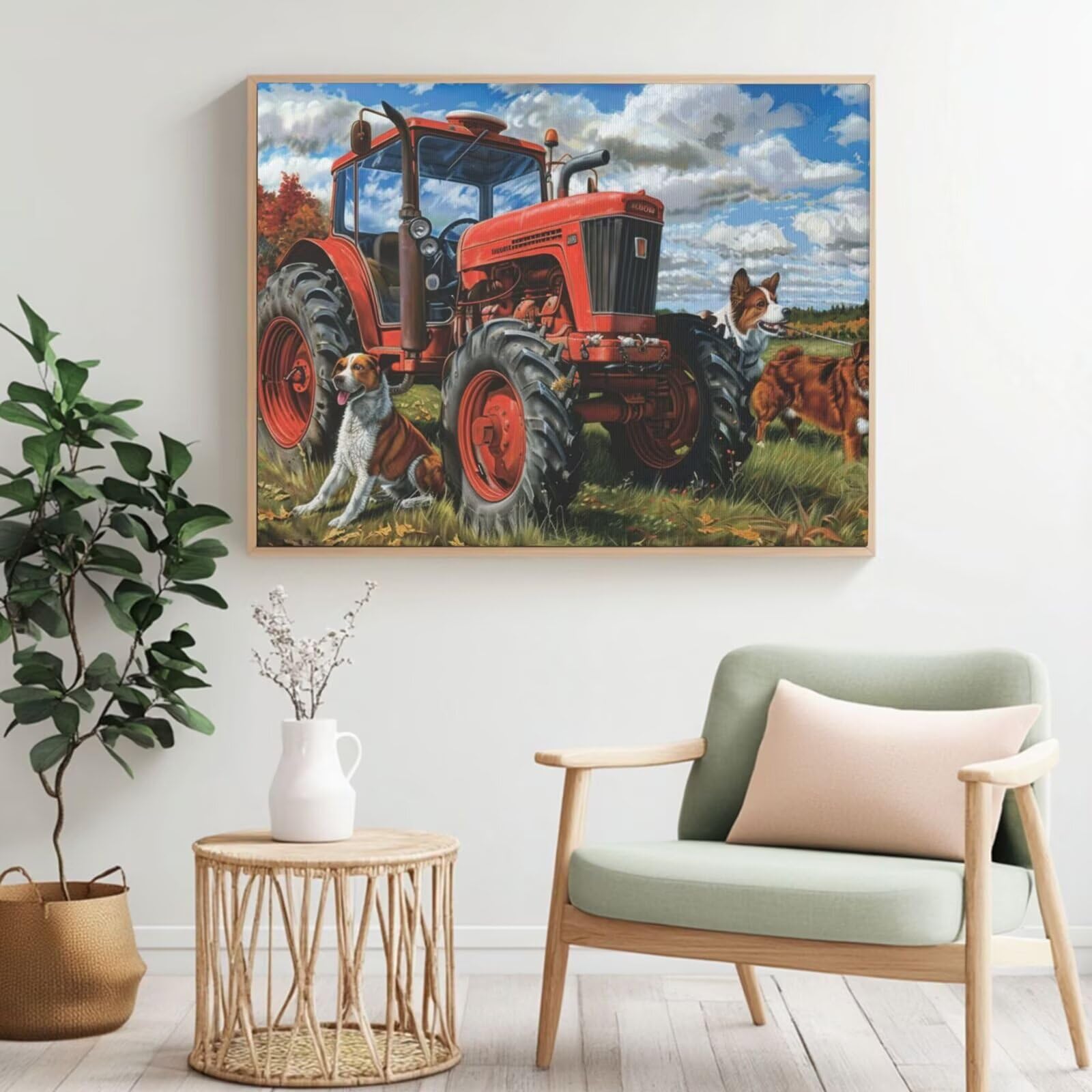 Kit per pittura con numeri per adulti, trattore per pittura a olio con numero per principianti, pittura acrilica con numero con 6 pennelli, pittura ad olio per decorazione da parete, 105 x 80 cm,